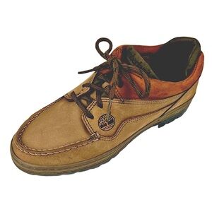 Timberland Womens Tan Nubuck Leather Lace Up Loafers Size 6.5